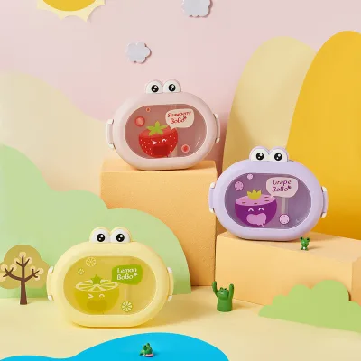 Cute Little Frog Cartoon Lunch Box Portable Container Student Fruit Box Double Compartment PP