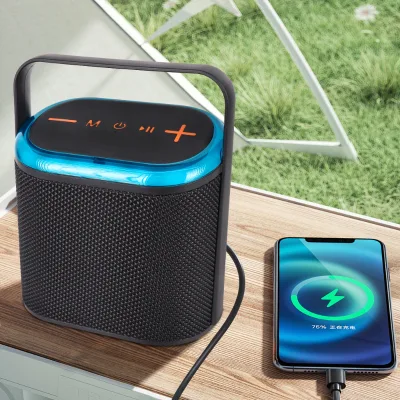 ZQS-P10 Hot Wireless BT Portable Speaker Stereo Bass LED Light Outdoor IPX6 Waterproof Fabric Speaker Active