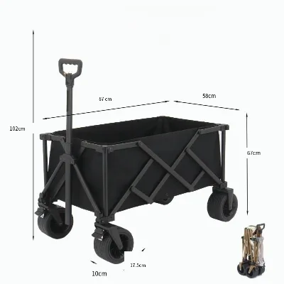 Portable Stainless Steel Four-Wheeled Campervan Trailer Outdoor Folding Picnic Equipment Industrial Mesh Structure for Storage