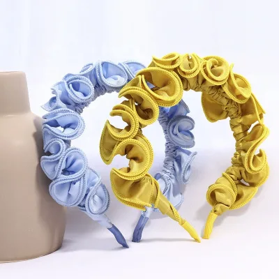 New Design Korean Hair Accessories Pure Color Pleated Hair Band Sweet Headband for Women Girls