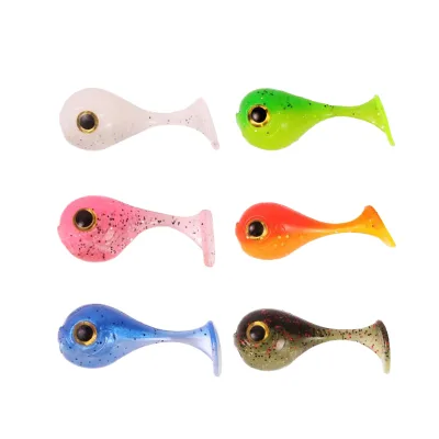 Two Tone Big Head T Tail Soft Bait With Eyes 4.5cm 3g Single Tail Silicone Simulation Lure Mandarin Fish