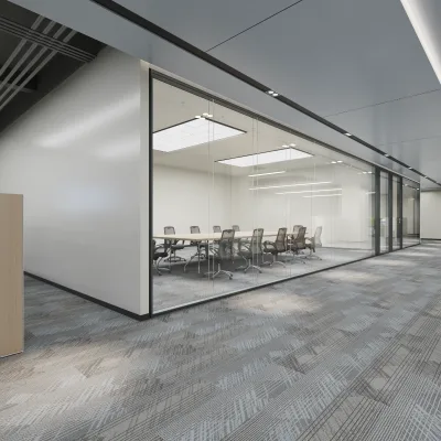 Hot Selling Full Clear Frosted Mobile Glass Partition for Building High Visibility Office Space Glass Partition Wall
