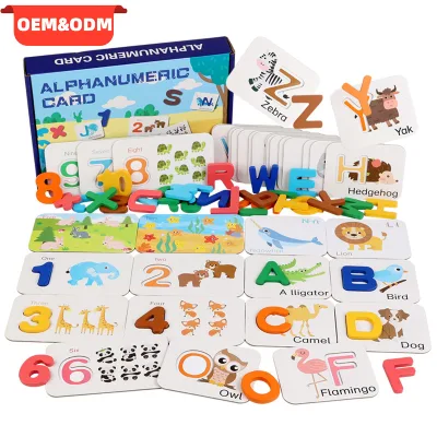 Custom Montessori Wooden Spelling Game English Alphabet Learning Cards Matching Toy Educational Phonics Toys for Kids