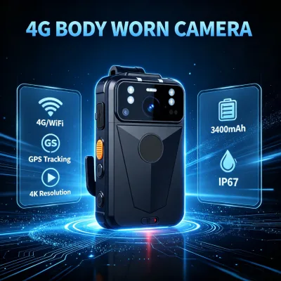 AI 4G LTE Body Worn Camera 2K Smart Recorder Global Network Band AES256 Encryption IP67 for Industrial Safety Device