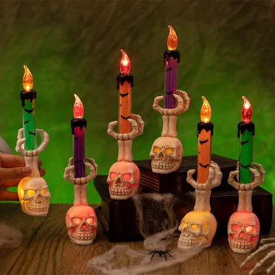 Halloween Candle Holder Candlestick Lamp Halloween Props Skull Lamp Creative Halloween Ghost Hand Lantern Ornaments
