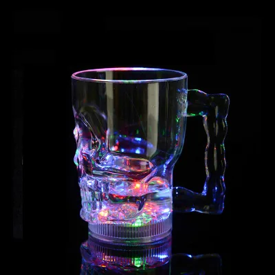 Halloween Custom Light up Skull Cup LED Light up Cups Unbreakable Plastic Drinking Cups Party