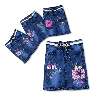 Small Batch Children Clothing Beaded Beautiful Kids Skirts Knee-Length Girls Skirt Denim