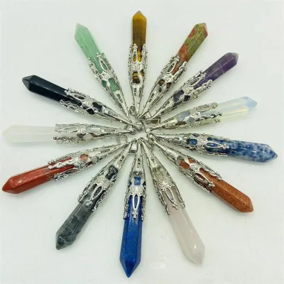 Chakra natural gemstone mix stone crystal handmade Crystal Pendulum Crystal Pendants Necklaces for gifts