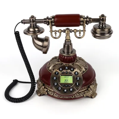Vintage Ornate Rotary Brass Color Resin Classic Handcrafted Retro Phone Desktop Caller ID Phone Home Hotel Tour