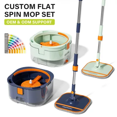 Factory Supply Eco-Friendly High Quality Self-Wringing Telescopic Handle Dry Wet for Bucket Set with Microfiber Mopheads