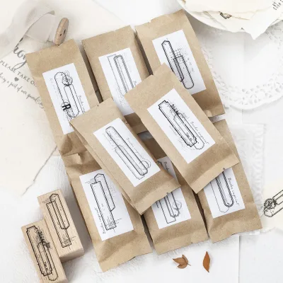 Custom Wooden Self-Inking Stamp for Scrapbooking Decoration DIY Craft Personalized Name Seal with Modern Design