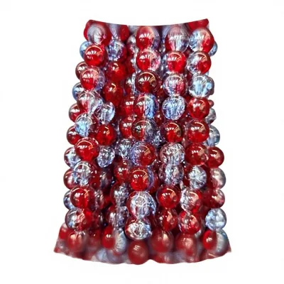 Ice Cracked Glass Lampwork Spacer Beads 8/10mm Red Green Christmas Colors