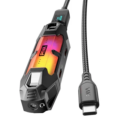 4 in 1 Game Sound Card Adapter Docking Station Type-C PD60W DAC 32bit/384kHz 3.5MM USB2.0 3-stage EQ Tuning RGB