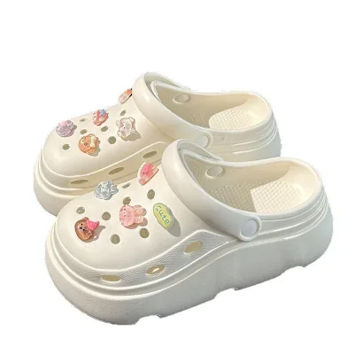 7817 Thick soled perforated shoes for summer wear, versatile thick soled toe cap sandals