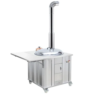 Household Stainless Steel Cheap Outdoor Firewood Stove Single Integrated Wood Stove Mobile Picnic Camp With Chimney Water Tank