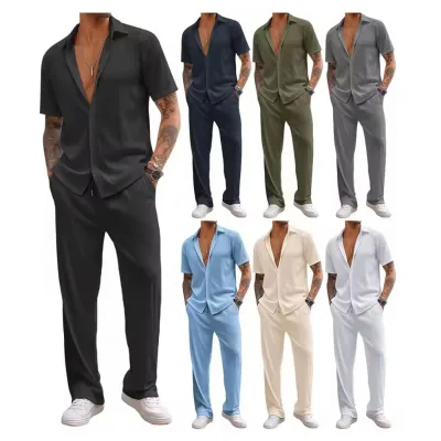HANO Custom Shirt and Pants Set for Men Tracksuit Loose Fit 2 Piece Set Casual Spring Men Clothing