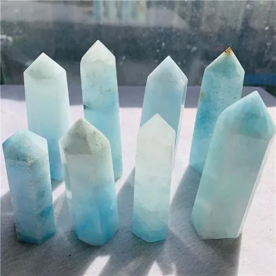 High Quality Natural Gemstone Wand Tower Folk Crafts Blue Aragonite Crystal Point