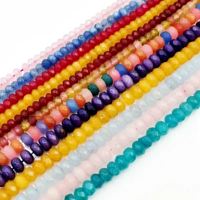 Colorful Mix Stone Beads Natural Loose Crystal Beads Strands Disc Wheel Necklace Bracelet for Jewelry Making Kids Crafts