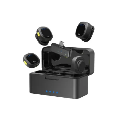4Mic Video Recording AI Noise Cancel Magnetic Collar Clip Lavalier Wireless Microphone for Phone Vlog Podcast Content Creator