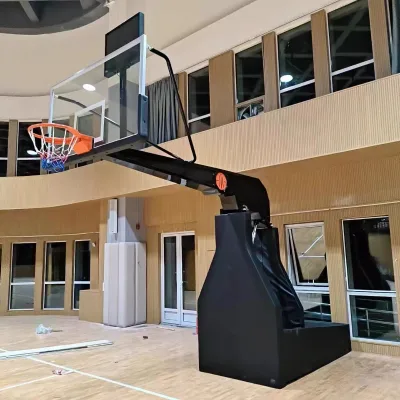 Oulin OY-Electric Hydraulic Basketball Hoop 180x105 Tempered Glass Backboard Waterproof Heavy-Duty Box Stand Adjustable Durable