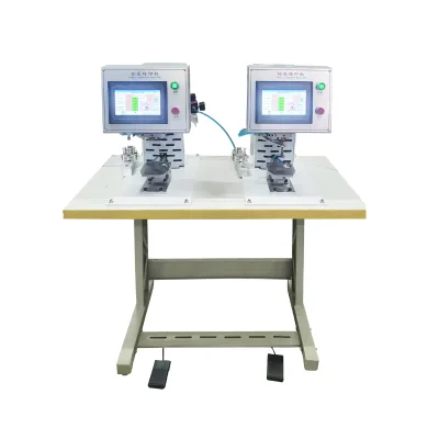 2 PLC Double Station Automatic Label Transfer Machine Hot Melt Embossing Shoe Etc Integration Multiple Processes Shoemaking