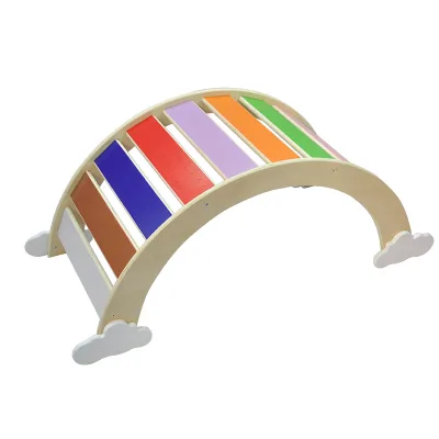 Multifunctional Playground Activity Toys Montessori Rocking Chair Balance Board Rainbow Indoor Climbing Arch Rocking Play Set