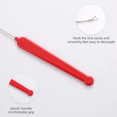 Red single lock crochet hook threading tool crochet hook hand knitting threading repair small crochet hook