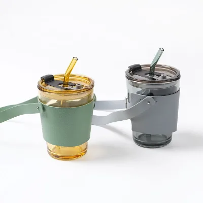 PU Leather Drinks Handled Sleeve Holder Reusable Travel Coffee Cup Holder Detachable Insulated Beverage Cup Holder