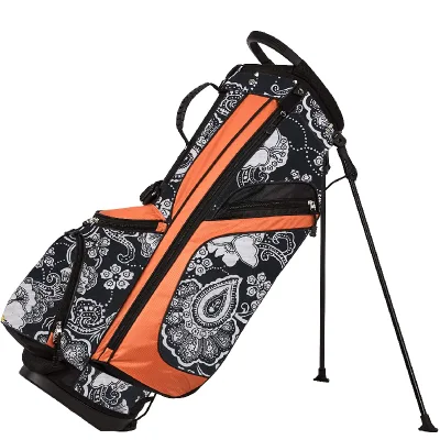 Blx GOLF Premium Leather Black Golf Stand Club Bag Custom Printed Waterproof Golf Bag 14 Way