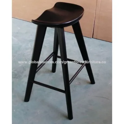 Wooden saddle stool 24", black bar chair wooden