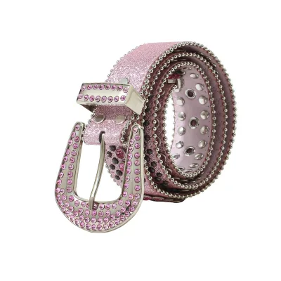 Ladies Pin Buckle Rhinestone Belt Fashion Wide Jeans Belt New Fashion Full Rhinestone Belt