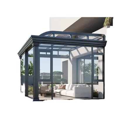 Modern Slant Roof Glass House for Hotel and Swimming Pool Villa with Double Tempered Glass