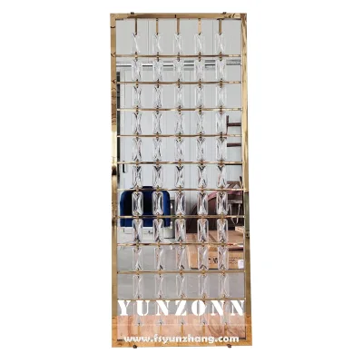 Modern Durable Crystal Glass Room Divider with Stainless Steel Frame for Hotel Wedding Living Room Use Customized Sizes & Colors