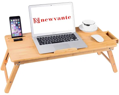 Laptop Desk Bamboo Laptop Table Adjustable Lap Tray Large Size Bed Serving Tray Breakfast Table Foldable Notebook Computer Desk