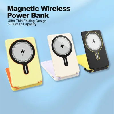 5000mAh Folding Holder Ultrathin Portable Magnetic Wireless Power Bank