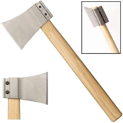 High-carbon Stainless Steel Flat Backed Camping Hatchet Hunting Axe Outdoor Survival Silver Hickory Wood Handle 10.2cm Blade