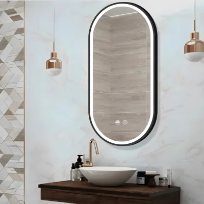 Framed Oval Mirror with Led Light Salon Dressing Full Mirror Customized Size and Function Mirror