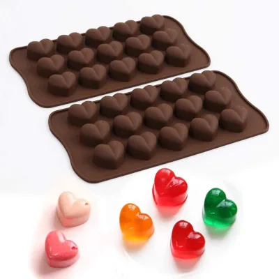 15 Cavity 3D Silicone Heart Shaped Mold for Ice Cakes Chocolates