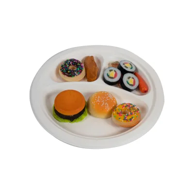 Biodegradable Disposable Tableware Sugarcane Bagasse White or Natural Sugarcane Bagasse Dinner Plate
