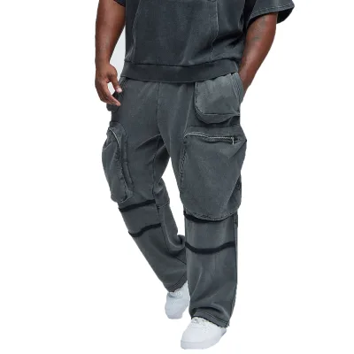 Brad Wholesale Acid Stone Wash Flare Sweat Pants Custom Men's Pants Trousers Heavyweight Thick Baggy Stacked Sweatpants