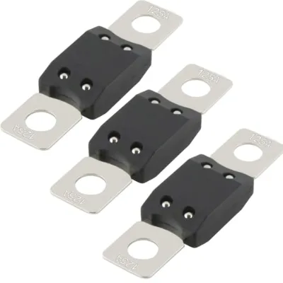 MEGA AMG DC High Current Fuses 3Pcs 125Amp Bolt Mount Automotive Protection for Cars Trucks Buses Caravans (125A)