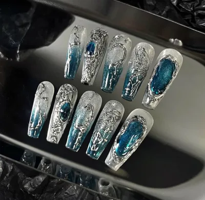 Application Finger Press on Design Premium Artificial Fingernails 10pcs Customized Full Cover Pattern Waterproof False Nails