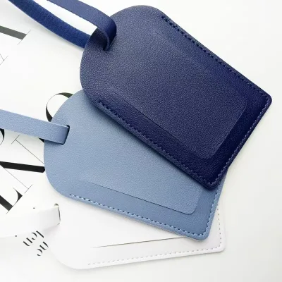 Promotion Fashionable Blank PU Leather Eco-Friendly Custom Logo Luggage Tag Stylish Travel Card Boarding Pass Label Drilled