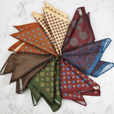 High Quality Best Selling Tai and Pocket Square Novelty Digital Print Multicolor Retro Mens Pocket Squares Matching with Tie