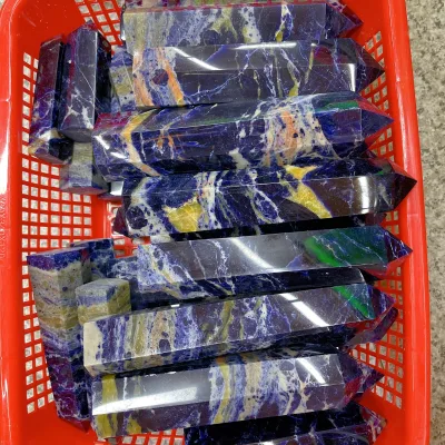 Wholesale Natural Large Crystal Towers Sodalite Blue Stone Handmade Polished Fashion Trend Point Wand for Home Decor