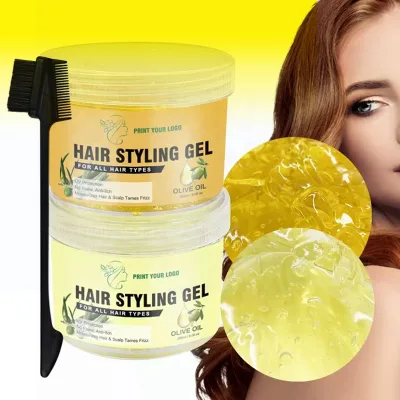 Custom Label Professional 268ml UV Protection Control Frizz Moisturize Strong Hold Salon Tamer Olive Oil Hair Styling Gel