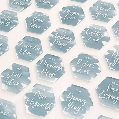Modern Acrylic Wedding Place Cards & Table Signs Custom Size UV Printed 3mm Thick
