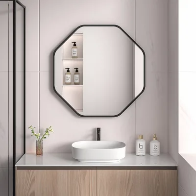 Modern aluminium alloy frame octagonal cosmetic mirrors are available for use in hotels and home bathrooms