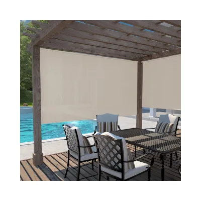 1% 3% 5% 10% Openess Roller Blinds with Manual Hand Crank Waterproof Dustproof Outdoor Awning