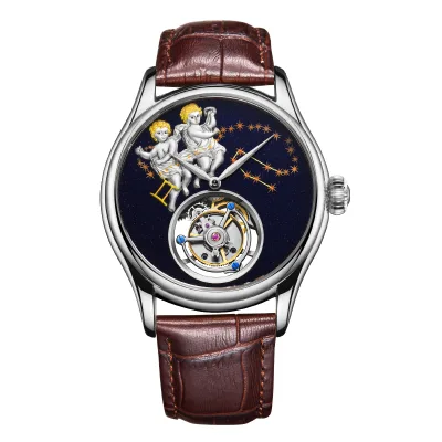Luxury Tourbillon Mechanical Watch Waterproof Leather Men's Gemini Tourbillon Mechanical Watch